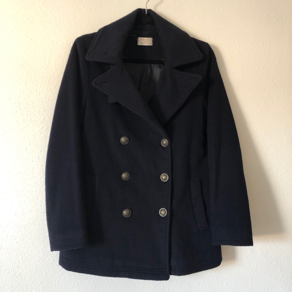 COPY - Navy wool pea coat pcoat peacoat jacket ou…